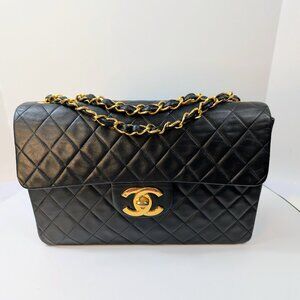 Chanel Vintage Black Series 3 Classic Maxi Calfskin Single Flap Bag